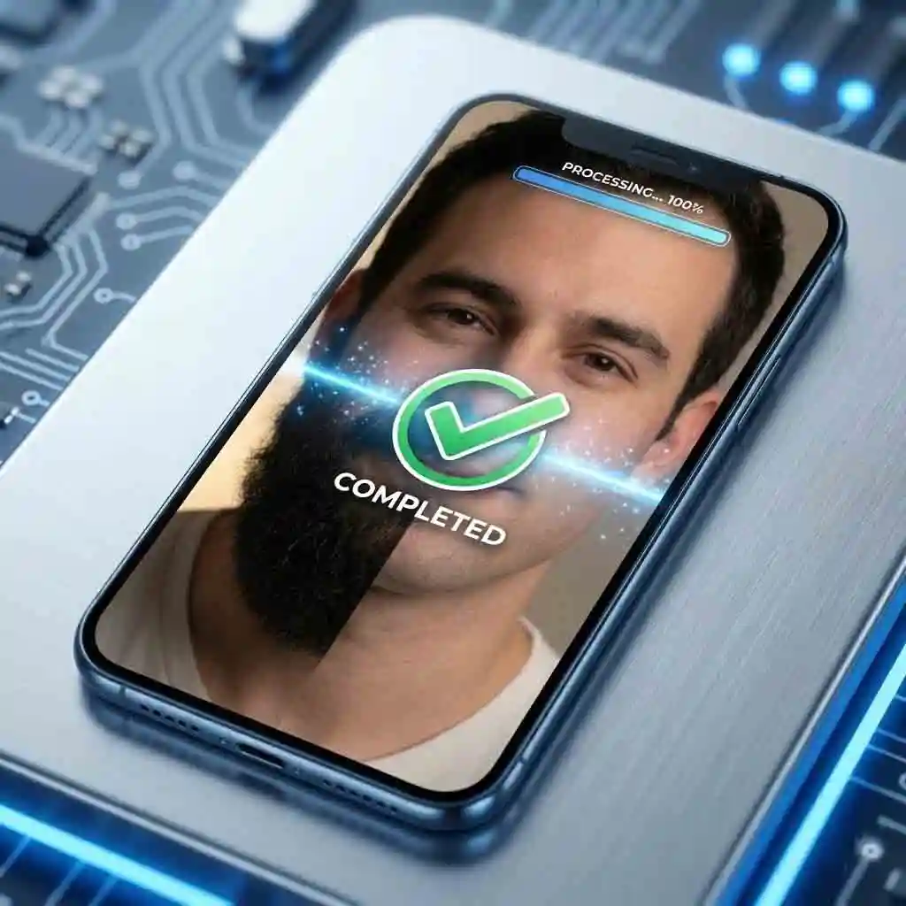 Experience the fastest processing speed with our beard remover app which transforms your bearded photo into a clean-shaven look in mere seconds compared to other manual editing tools.