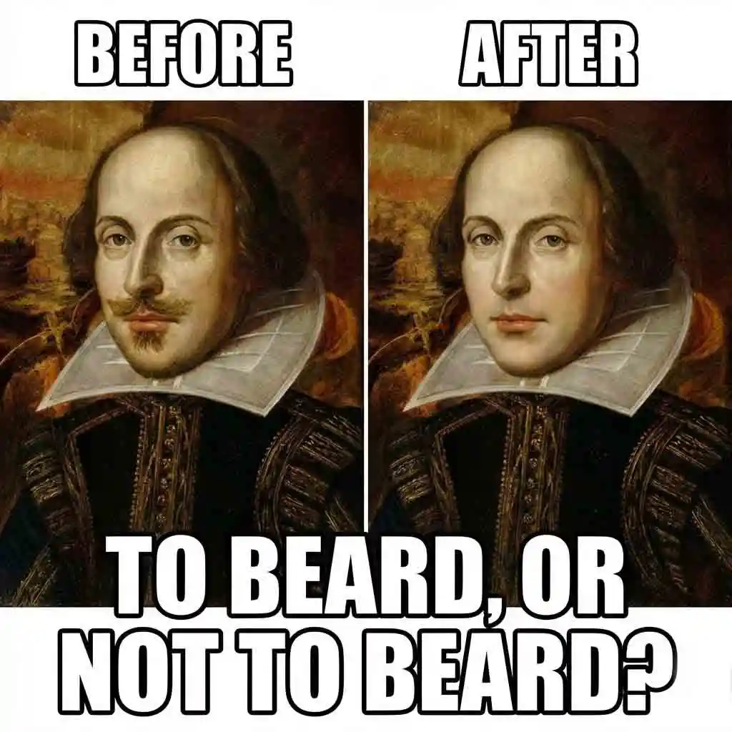 Designing unique memes by applying how to get no beard filter effects to famous historical figures and movie characters for original and funny content that boosts online presence.