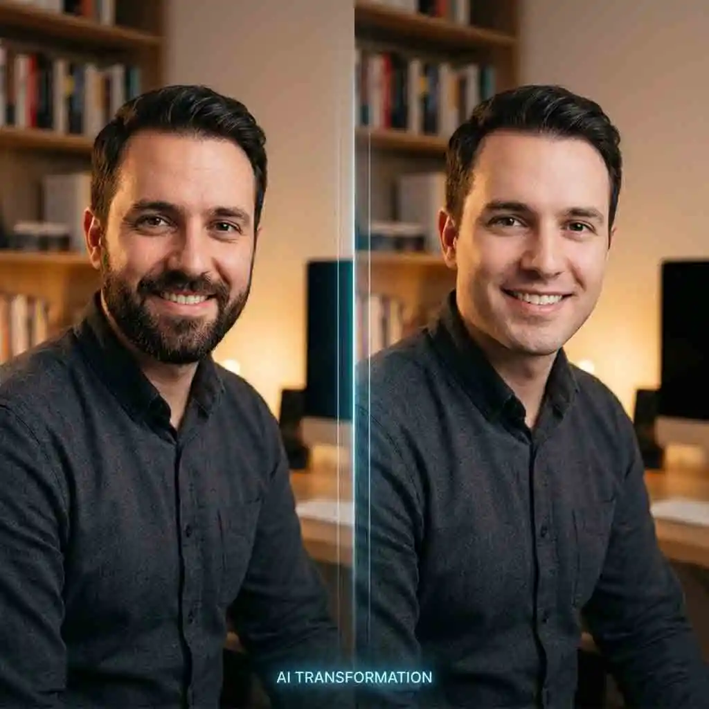 Experience our advanced hyper-realistic AI technology designed to remove beard from photo online free, preserving natural skin texture and facial details for a flawless clean-shaven look without any artificial blurring or distortion effects.
