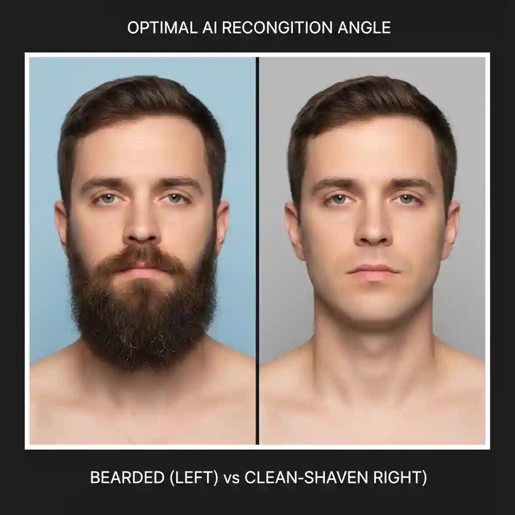 Contour guidance explaining how a beardless filter app benefits from unobstructed jaw and neck lines, enabling accurate boundary detection and natural skin reconstruction without artifacts or warping.