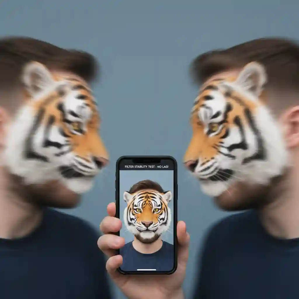 Starting static before moving helps the no beard filter stabilize, enabling natural reactions and revealing limitations while still delivering a convincing clean shave preview during motion.