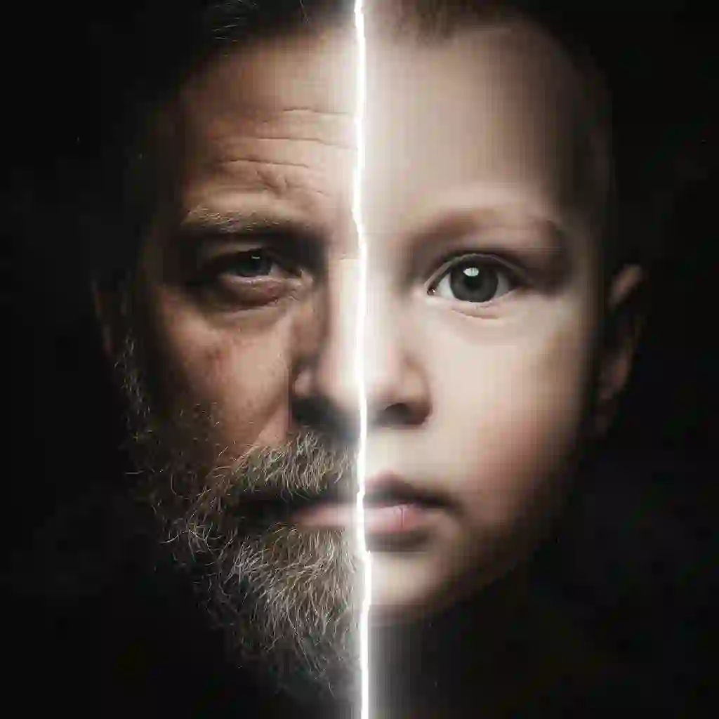 Identity shock moment triggered by the no beard filter, revealing a younger clean-shaven self and prompting deep reflection on masculinity, personal image, and long-held grooming preferences.